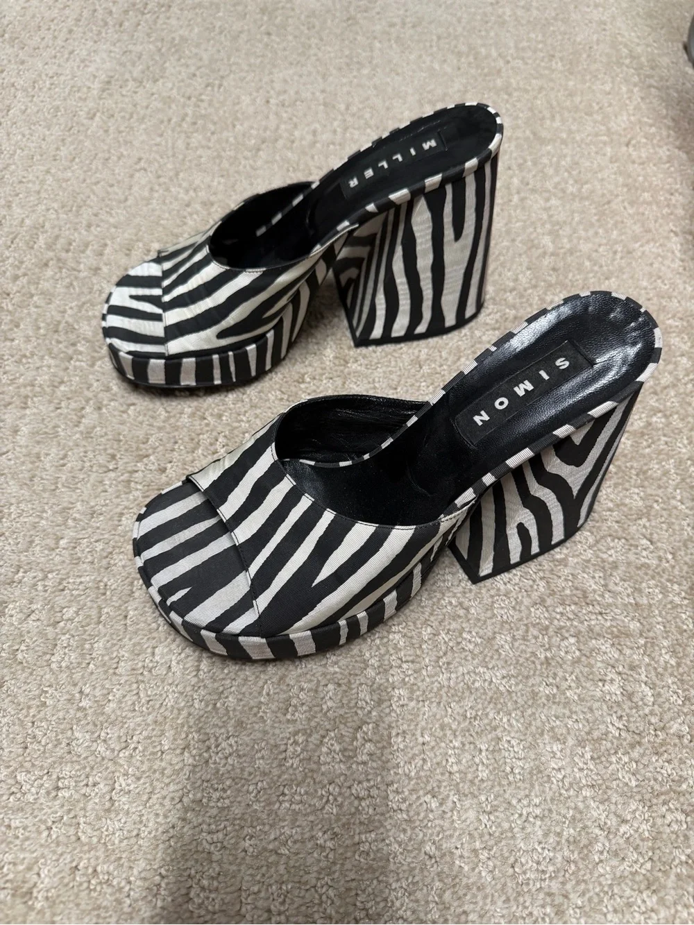 Simon Miller Zebra-Print Platform Wedge Sandals — Black & White